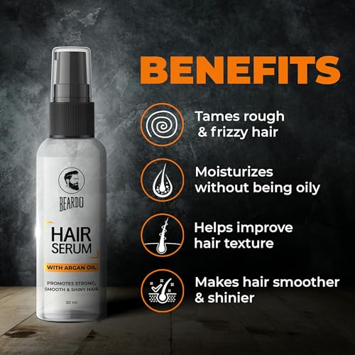 Beardo Instant Shine Hair Combo for Men (Pack of 2) | Serum 50ml, Detangling Brush | Smooth & Shiny, Nourished & Volumnized | Get Salon-like Shine & Smoothness at Home