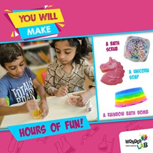DIY Science Kit Rainbow & Unicorn Spa Lab | Soap Making, Bath Bombs & Shimmery Scrub | STEM Activity Kit for Kids (6-12 Years)