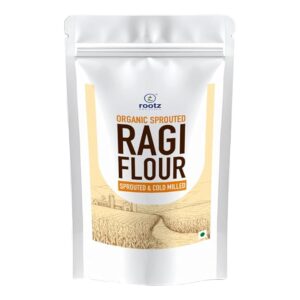Rootz Organics Organic Sprouted Ragi Flour, 100% Natural Nachni Atta | Pure Finger Millet Flour | Chakki Ground & Gluten Free Mandua ka Atta | Rich in Protein, Iron & Other Nutrients (1.8kg)