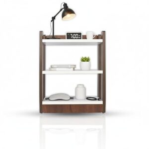 SBF Furniture Mini Flower Side Table, 30 cm, Matte Finish, Modern Minimalist Design, 3 Angled Legs (BR&WH)