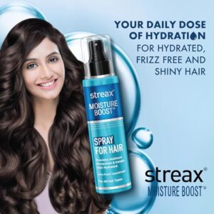 Streax Moisture Boost Spray Hair Serum for Dry Frizzy Hair - 50 ml | Hair Styling Serum for Women & Men | Hydrating, Frizz Free, Smooth & Silky finish I With Fision AquaShield