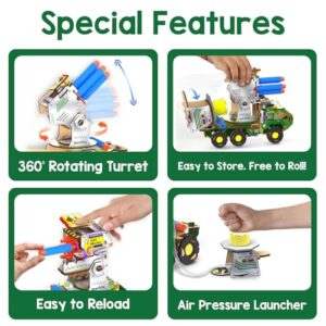 DIY Military Vehicle STEM Building Set for Kids 8-14 Years,Army Truck with Air Powered,Missle Launch System,Birthday Gift for Boys & Girls,I STEM Toy for 8,9,10,11,12,13,14 Years,53 Pcs