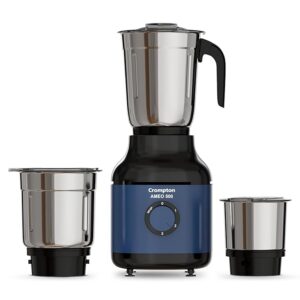 Crompton Ameo 500W Mixer Grinder with Powertron Motor & Motor Vent-X Technology, Robust design (3 Stainless Steel Jars, Blue and Black)