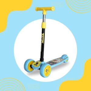 TALIO Kids Kick Scooter for 2-5 Years Boys Girls, Foldable 3 Wheels Kids Scooter with 4-Adjustable Heights, Skate Scooter Capacity 50kg, BIS Certified (Blue & Yellow) (GK-101/01)