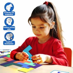 BRAIN BASKET Polymino Block Puzzle Game with 30 Flashcards for Kids Ages 6+ Years | Brain Logic Board Game and Problem-Solving Mind Game