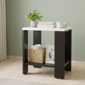 SBF Furniture Small Wooden Side Table with Storage Shelf – 40x40 cm End Table Nightstand – Bedside Table for Bedroom, Living Room, Office – Modern, Durable, Easy-to-Clean Furniture