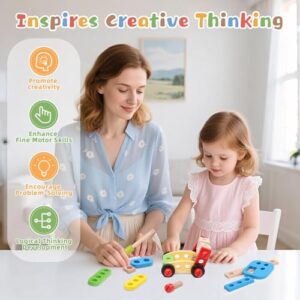 EMNDR EMNDR Montessori Wooden Tools Set for Kids ? 39 Pcs DIY Nuts and Bolts| STEM Learning & Motor Skills Development | Educational Wooden Toys for Boys & Girls Age 3 4 5 6 Years (Construction Toy)