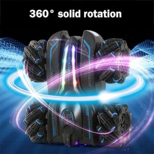 4X4 Wheel Drive Double Sided RC Stunt Toy Car: Drift Toy For Kids & Adult Remote Control Racing,360? RGB Lights Off Road 2 Rechargeable Batteries High Speed Spray Gesture Watch,Black
