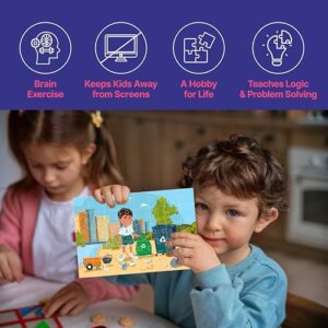 3-in-1 Wooden Block Puzzle for Kids 3+ Years ? Shapes, Numbers & Stacking Rings Puzzle Board | Colorful Educational Toy | Montessori Wooden Game for Toddlers