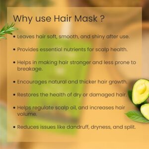 Natural Nutri Hair Mask with Rosemary and Methi Seeds for Dandruff and Hairfall Control I Promotes Thick and Shiny Hair I Conditioning and Frizz Free Mask I All Hair Types (40g x 2 Pack)
