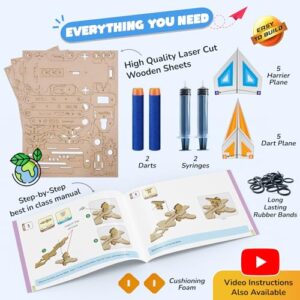 2in1 Hydraulic Aeroplane & Dart Launcher Toy for Kids 6-8-10-12-14 Years Old | Shoots Planes/Darts Far in Air I Birthday Gifts for Boys & Girls | DIY Science Toy for Kids 6-14