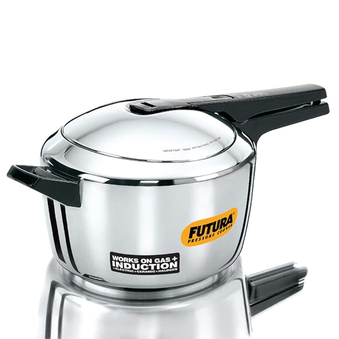 Hawkins Futura 5.5 Litre Inner Lid Pressure Cooker, Stainless Steel Cooker, Induction Cooker, Silver (Fss55), 5.5 Liter