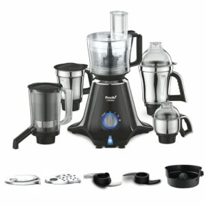 Preethi Zodiac MG-218 mixer grinder, 750 watt, Black/Light Grey, 5 jars - 3 In 1 insta fresh juicer Jar & Master chef food processor Jar, Vega W5 motor with 5yr Warranty & Lifelong Free Service