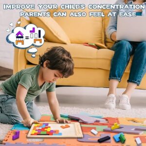 Wooden Russian Blocks Puzzles for Kids Adults, Tetris Intelligence Puzzle for Ages 3-8, Brain Teasers STEM Learning Toy Educational Gift