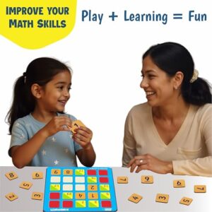 BRAIN BASKET Kuro Math Board Game, Number Calculation Math Puzzle Addition Subtraction Game, Brain Game, Flashcards Puzzle Game for Kids and Adults Ages 6+ Years