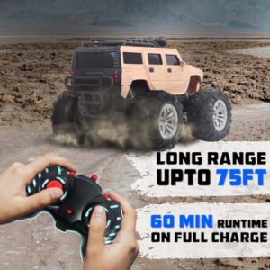 Wembley Remote Control Car Toys for Boys 7-14 Years Rechargeable Monster Truck Rc Car Off-Road 4 Headlight Modes C-Type Charging - Beige - Made in India