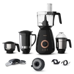 PHILIPS Mixer Grinder + Food Processor, 3-in-1 750 Watt (Mixer Grinder for home + Juicer + Food Processor) 4 Jar, (HL7707/01)