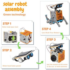 STEM 12-in-1 Solar Robot Toys, Building Science Educational Experiment Kit for Kids Aged 8-12 | 190 Pcs Robotics kit for Kids, Young Engineer Gift for Boys Girls Aged 8-12 & Up