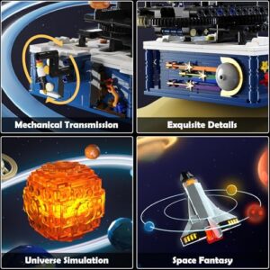 Solar System Building Sets with Light - Rotatable Space Exploration Building Toys with 9 Planets & Rocket Sets Science Astronomy Educational Gifts for Boys Girls Age 6+ Years Old Kids(775 PCS)