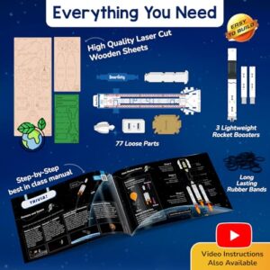 Rocket Launcher Kit for Kids 6, 7, 8, 9, 10, 11, 12 Years Old | Build Your Own Rocket and Launcher | Birthday Gift for Smart Kids | DIY STEM Science Toy for Boys & Girls 6-12 Years