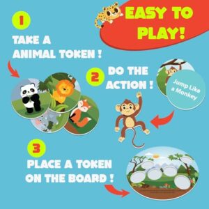 8-in-1 Act & Learn Jungle Explorer Game for Kids Ages 2?6 | Animal Board Game with Dice, Tokens & Fun Tasks | Boost Motor Skills, IQ & Learning | Educational Gift for Boys & Girls