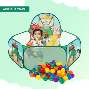 Amazon Brand - Jam & Honey Kid Farm Animals Ball Pool Play Tent(with 30 Balls) Multicolour