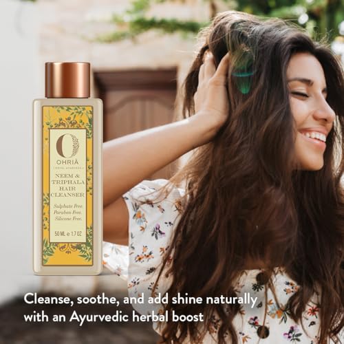 Ohria Ayurveda Neem & Triphala Hair Cleanser| Free from Silicones, Sulfates & Parabens| Soothes Scalp, Balances Oil & Reduces Dandruff| For All Hair Types| Men & Women | 200ml