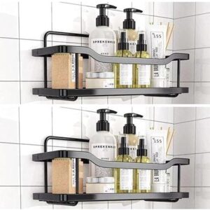 Self-Adhesive Multipurpose Wall Mounted Bathroom Shelves | Space-Saving Storage Organizer Racks | Stylish Wall Stand for Home, Office Use (Black-Pack of 1) (2)