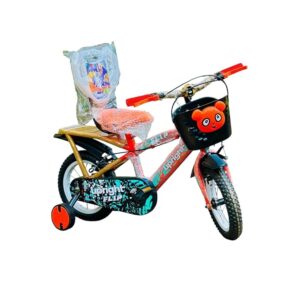 Steel Frame 14T Road Cycle for Kids with Adjustable Seat & Bicycle Backrest,Training Wheels (90% Assembled) for Boys & Girls Ideal for Age Group 4-6 Years (Orange 14inch)