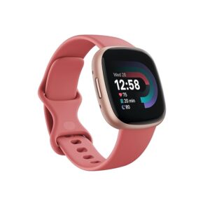 Fitbit Versa 4 Fitness Watch (Pink Sand/Copper Rose Aluminium) with 6-Month Premium Membership