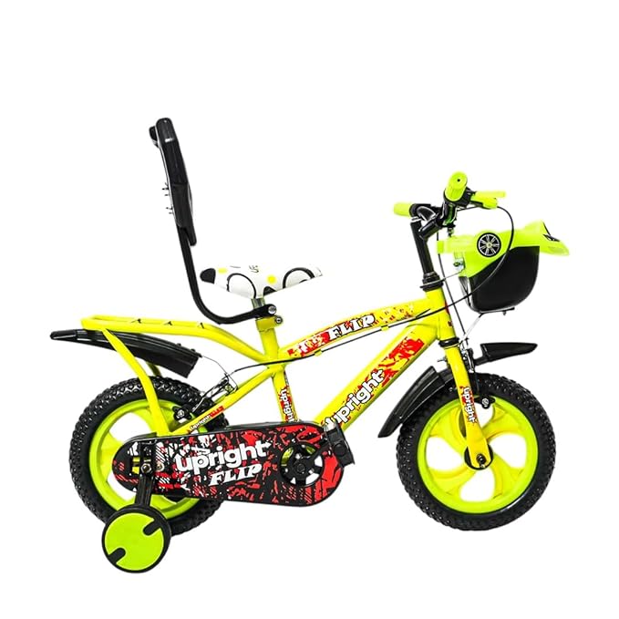 12T Road Cycle for Kids Steel Frame Bicycle Backrest, Training Wheels (90% Assembled) 2 to 4 Yrs for Boys & Girls (Magwheel Yellow, 12T)