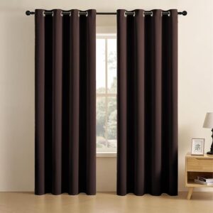 LINENWALAS 100% True Blackout Curtains (5 Feet) - Set of 2 Panels | Complete Light Block | Thermal Insulated & Noise Reducing Room Darkening Curtains for Living Room & Home Décor (Brown)
