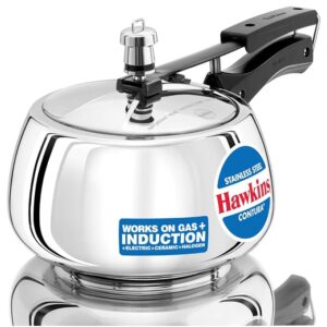 Hawkins 3 Litre Contura Pressure Cooker, Stainless Steel Inner Lid Cooker, Handi Cooker, Induction Cooker, Silver (SSC30)