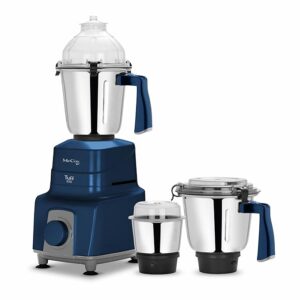 McCoy Tuff 888 750W Mixer Grinder | Clip Lid Lock | Hands-Free Operation | Powerful Motor | 3 Stainless Steel Jars | Sleek Anti-Skid Design, Blue & Grey | 2 Year Warranty