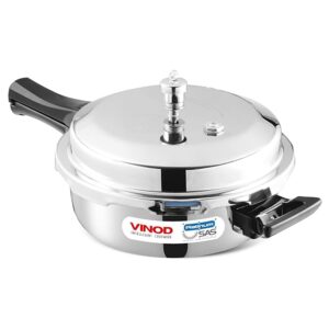 Vinod Platinum Triply Stainless Steel Outer Lid Pressure Cooker – 2 Litre, 2.5 mm Thick Heavy Base, ISI Certified, Induction & Gas Compatible, Durable Triply Cooker with 2-Year Warranty