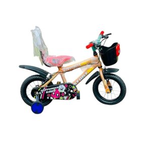 Steel Frame 14T Road Cycle for Kids with Adjustable Seat & Bicycle Backrest,Training Wheels (90% Assembled) for Boys & Girls Ideal for Age Group 4-6 Years (Yellow 14inch)