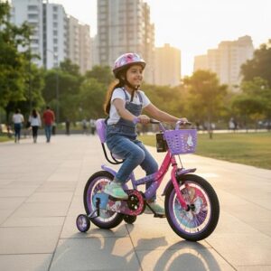 Be-You 16T Premium Kids Cycle with Stylish Grip Pearls - Purple/Pink
