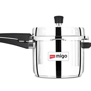 Impex 5 Litre Stainless Steel Pressure Cooker | Outer Lid Induction Base Pressure Cooker | Induction and Gas Stove Competable | ISI Certified | 5 Year Warranty