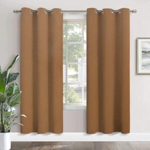 Amazon Basics - Room Darkening Blackout Window Curtains, 100% Room Darkening | 5 Feet |Set of 2| Plain Design | for Living Room and Bedroom | 115cmx150cm, Color- Gold