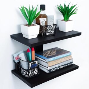Dime Store Engineered Wood Wall Shelf,Glossy Finish,Set of 1,Black