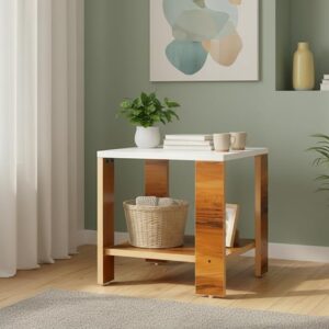 SBF Furniture Small Wooden Side Table with Storage Shelf – 40x40 cm End Table Nightstand – Bedside Table for Bedroom, Living Room, Office – Modern, Durable, Easy-to-Clean Furniture
