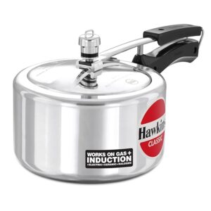 Hawkins Classic 3 Litre Inner Lid Aluminium Pressure Cooker, Induction Cooker, Wide Design Pan Cooker, Silver (Icl3W), 3 Liter