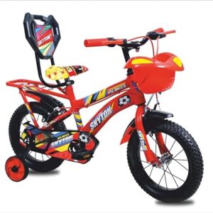 SKYTON Brandon 14 Inch Kids Cycle with Side Wheels Ideal for 2 to 5 Years Boys and Girls Bicycle for Children - Red
