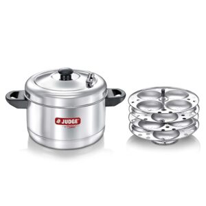 Judge by Prestige Stainless Steel Idli Cooker with 4 Plates, 1 Liters, 25 x 25 x 21 Centimeters, Silver