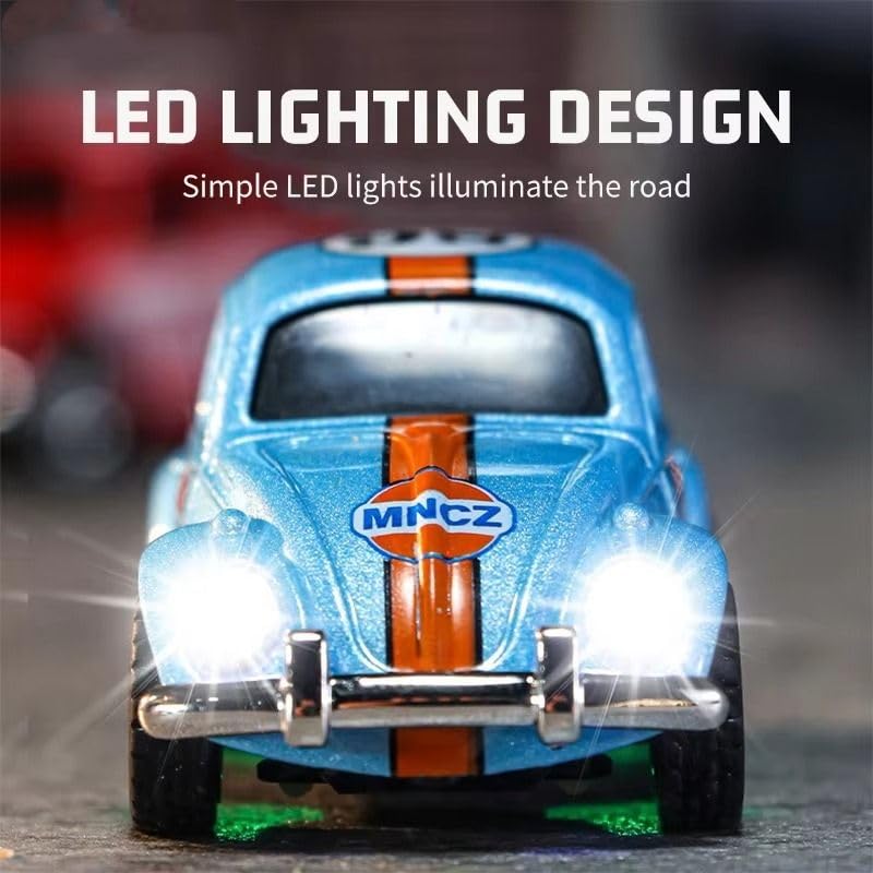 Bettle Remote Control Small Car, 1:64 Scale Off-Road RC Car, USB 2.4GHZ Three Speed Mode Indoor Alloy Vehicle for Kids (Mix Color with App Control)