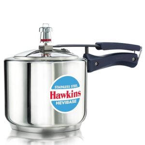 Hawkins 3 Litre Tall Stainless Steel Hevibase Pressure Cooker, Impact Bonded Base, Inner Lid Cooker, Silver (HSI3T)