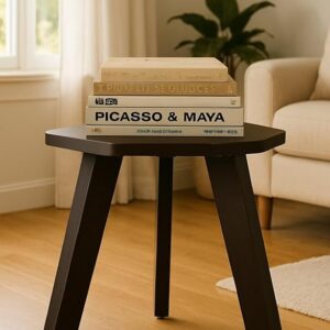 SBF Furniture Mini Flower Side Table, 30 cm, Matte Finish, Modern Minimalist Design, 3 Angled Legs (Accasiya Brown)