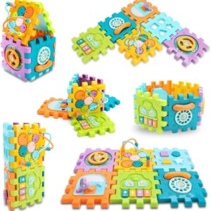 LONGMIRE Plastic Baby and Toddler Educational Blocks6 in 1 Activity Cube Play Center for Kids Toys for Baby Girl Boy 18 Months Old (Multicolor), Set Of 1