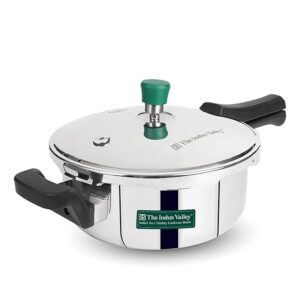 The Indus Valley Triply Stainless Steel Outer Lid Pressure Pan 3.5 litres | Also Use As Deep Fry Pan | Induction Friendly | ISI-Certified, 3-Layer Body, 100% Pure & Toxin-Free, 5 Years Warranty