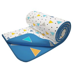 Story@Home Dohar Single Bed Cotton Blankets for Monsoon 144x 220CM, 150GSM Ac Comforter and Cooling Blankets for Monsoon|Blue & Yellow Geometric Pattern Reversible Duvet Quilt, All-Season Blanket